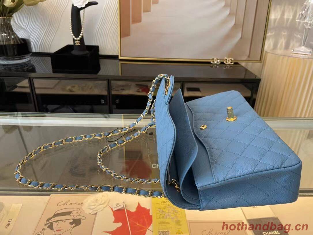 Chanel Classic Handbag Caviar Leather & Gold Metal A01112 Blue Chanel Classic Handbag Caviar Leather & Gold Metal A01112 Blue