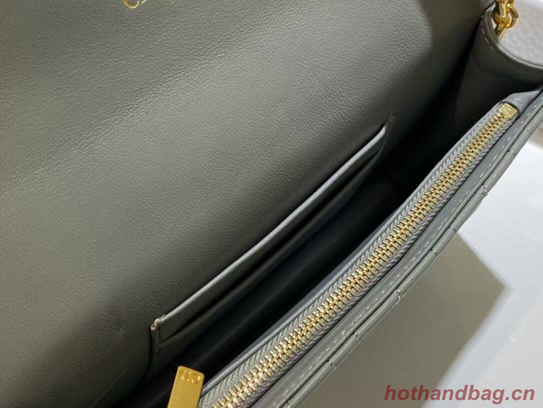 DIOR CARO BELT POUCH WITH CHAIN Supple Cannage Calfskin S5091UW GREY DIOR CARO BELT POUCH WITH CHAIN Supple Cannage Calfskin S5091UW GREY