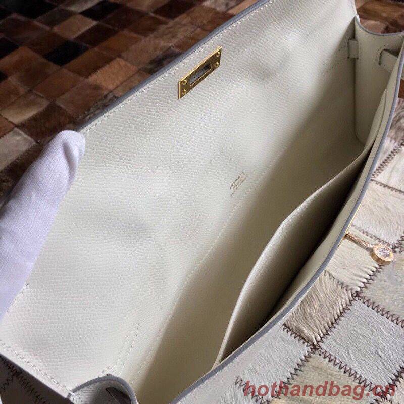 Hermes Kelly 31cm Clutch Original Epsom Leather KL31 White Hermes Kelly 31cm Clutch Original Epsom Leather KL31 White