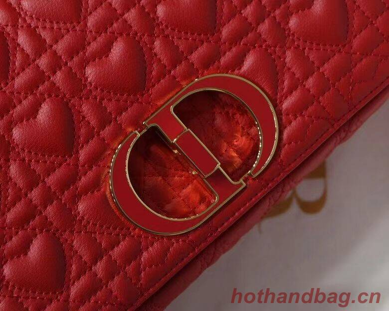 MEDIUM DIORAMOUR DIOR CARO BAG Cannage Calfskin with Heart Motif M9242WNG Bright Red MEDIUM DIORAMOUR DIOR CARO BAG Cannage Calfskin with Heart Motif M9242WNG Bright Red