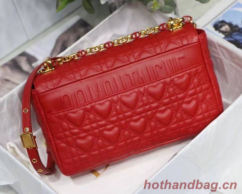 MEDIUM DIORAMOUR DIOR CARO BAG Cannage Calfskin with Heart Motif M9242WNG Bright Red MEDIUM DIORAMOUR DIOR CARO BAG Cannage Calfskin with Heart Motif M9242WNG Bright Red