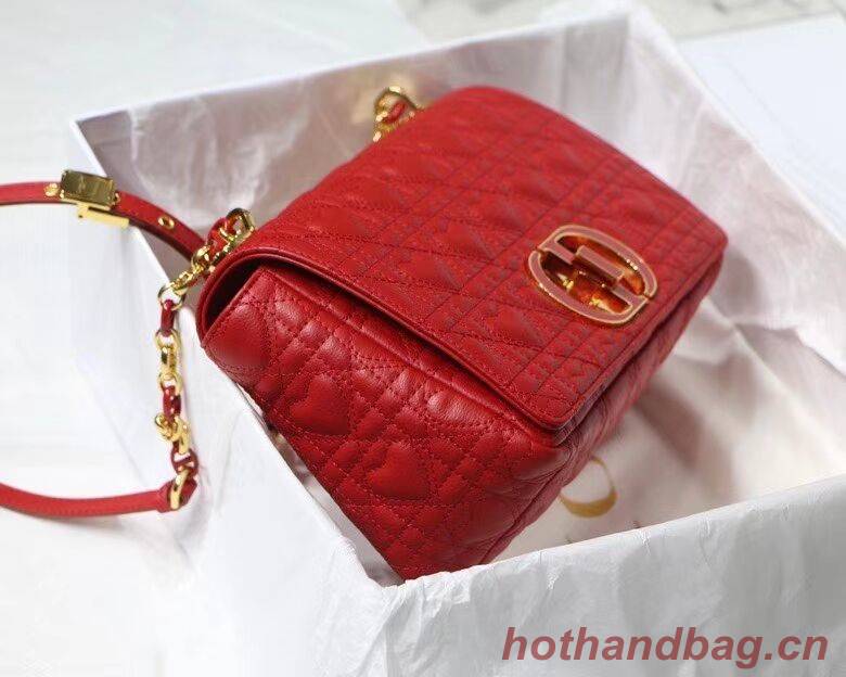 MEDIUM DIORAMOUR DIOR CARO BAG Cannage Calfskin with Heart Motif M9242WNG Bright Red MEDIUM DIORAMOUR DIOR CARO BAG Cannage Calfskin with Heart Motif M9242WNG Bright Red