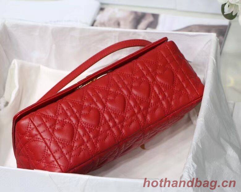 MEDIUM DIORAMOUR DIOR CARO BAG Cannage Calfskin with Heart Motif M9242WNG Bright Red MEDIUM DIORAMOUR DIOR CARO BAG Cannage Calfskin with Heart Motif M9242WNG Bright Red