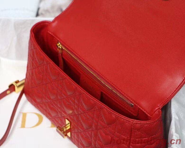 MEDIUM DIORAMOUR DIOR CARO BAG Cannage Calfskin with Heart Motif M9242WNG Bright Red MEDIUM DIORAMOUR DIOR CARO BAG Cannage Calfskin with Heart Motif M9242WNG Bright Red