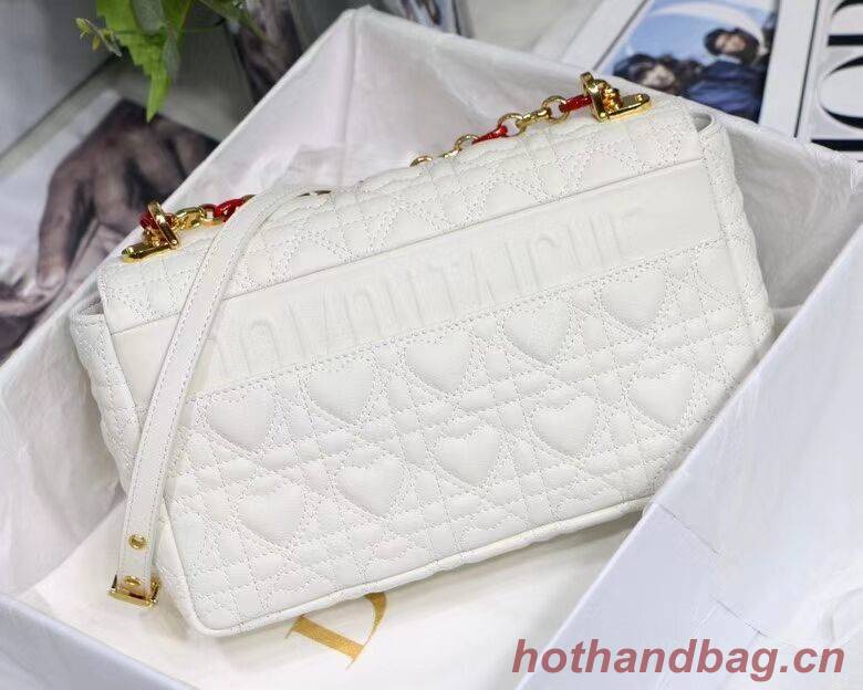 MEDIUM DIORAMOUR DIOR CARO BAG Cannage Calfskin with Heart Motif M9242WNG WHITE MEDIUM DIORAMOUR DIOR CARO BAG Cannage Calfskin with Heart Motif M9242WNG WHITE
