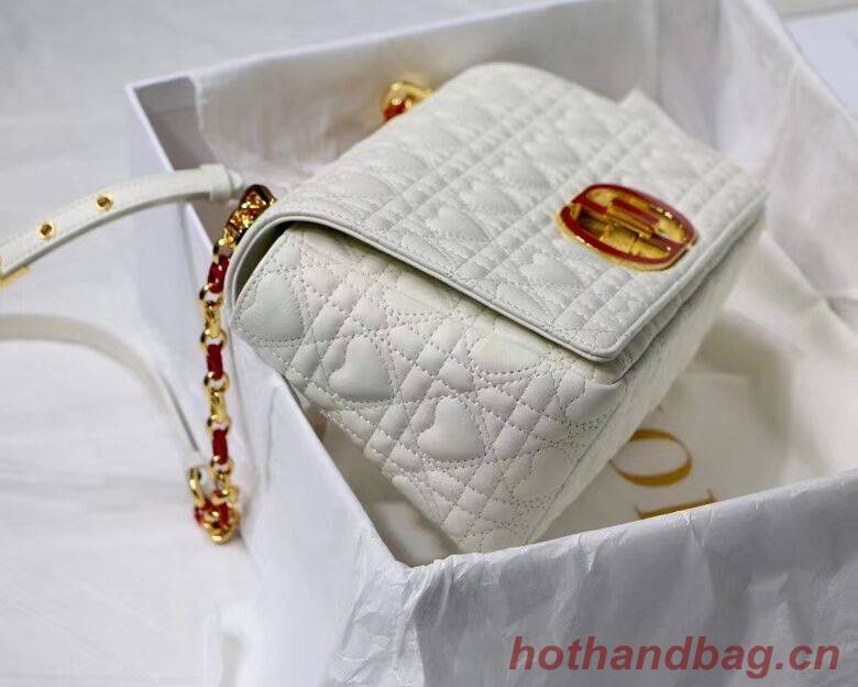 MEDIUM DIORAMOUR DIOR CARO BAG Cannage Calfskin with Heart Motif M9242WNG WHITE MEDIUM DIORAMOUR DIOR CARO BAG Cannage Calfskin with Heart Motif M9242WNG WHITE