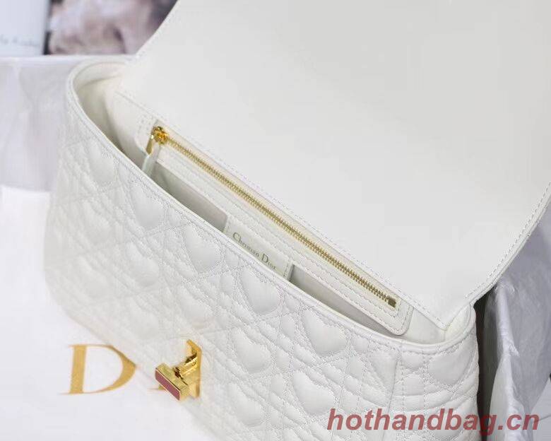 MEDIUM DIORAMOUR DIOR CARO BAG Cannage Calfskin with Heart Motif M9242WNG WHITE MEDIUM DIORAMOUR DIOR CARO BAG Cannage Calfskin with Heart Motif M9242WNG WHITE