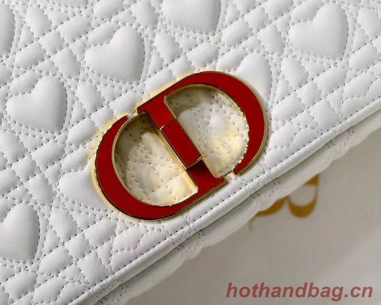 MEDIUM DIORAMOUR DIOR CARO BAG Cannage Calfskin with Heart Motif M9242WNG WHITE MEDIUM DIORAMOUR DIOR CARO BAG Cannage Calfskin with Heart Motif M9242WNG WHITE