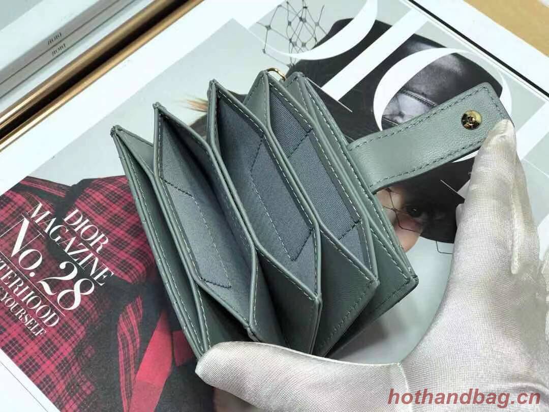 MINI LADY DIOR WALLET Cannage Patent Calfskin S0179 Grey MINI LADY DIOR WALLET Cannage Patent Calfskin S0179 Grey