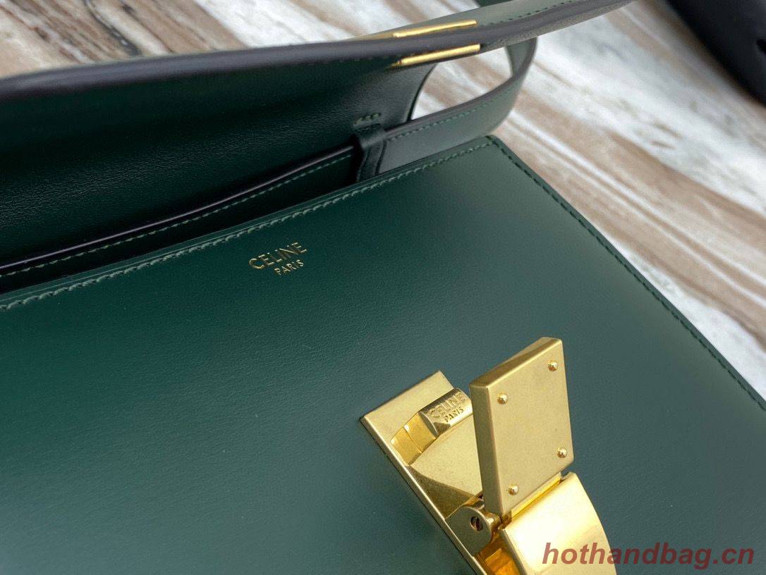 Celine Classic Box Teen Flap Bag Original Calfskin Leather 3379 Dark Green Celine Classic Box Teen Flap Bag Original Calfskin Leather 3379 Dark Green