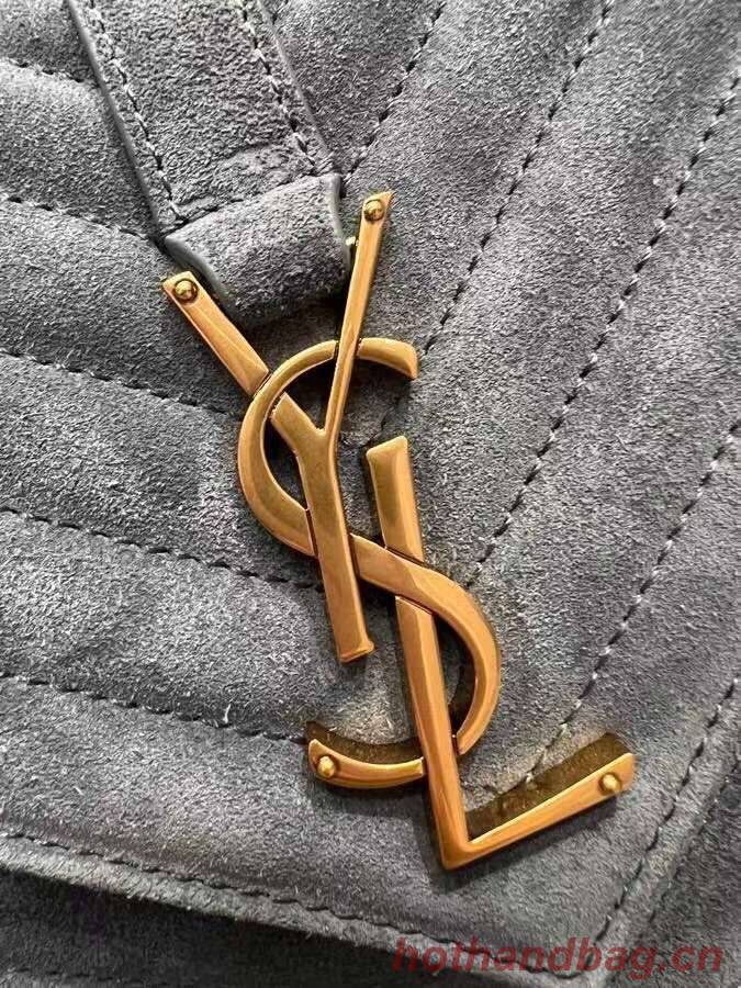 Yves Saint Laurent COLLEGE MEDIUM IN QUILTED SUEDE 600279 blue Yves Saint Laurent COLLEGE MEDIUM IN QUILTED SUEDE 600279 blue