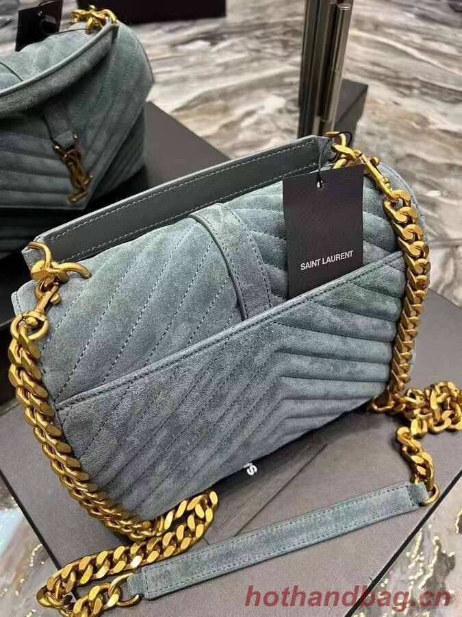 Yves Saint Laurent COLLEGE MEDIUM IN QUILTED SUEDE 600279 blue Yves Saint Laurent COLLEGE MEDIUM IN QUILTED SUEDE 600279 blue