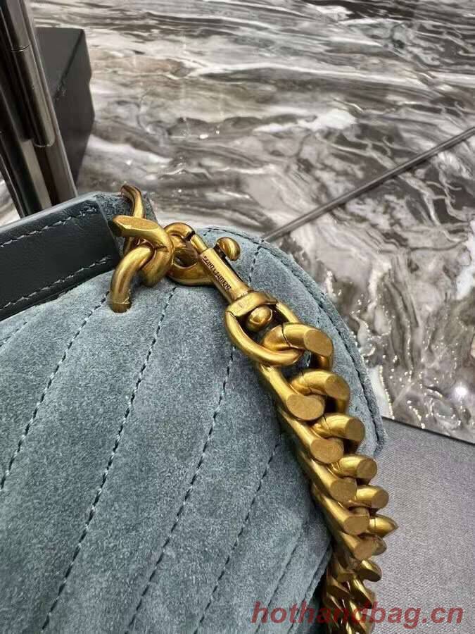 Yves Saint Laurent COLLEGE MEDIUM IN QUILTED SUEDE 600279 blue Yves Saint Laurent COLLEGE MEDIUM IN QUILTED SUEDE 600279 blue