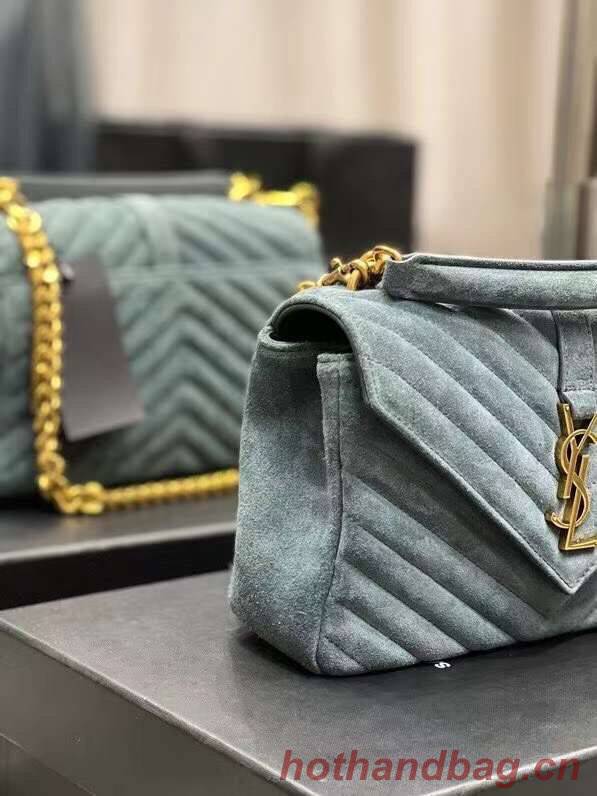 Yves Saint Laurent COLLEGE MEDIUM IN QUILTED SUEDE 600279 blue Yves Saint Laurent COLLEGE MEDIUM IN QUILTED SUEDE 600279 blue