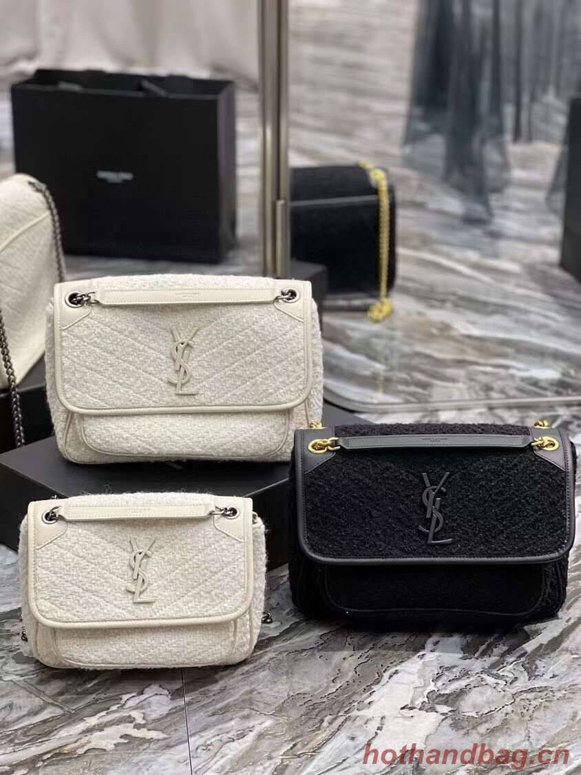 Yves Saint Laurent NIKI MEDIUM IN BOUCLE TWEED AND SMOOTH LEATHER 469013 black Yves Saint Laurent NIKI MEDIUM IN BOUCLE TWEED AND SMOOTH LEATHER 469013 black