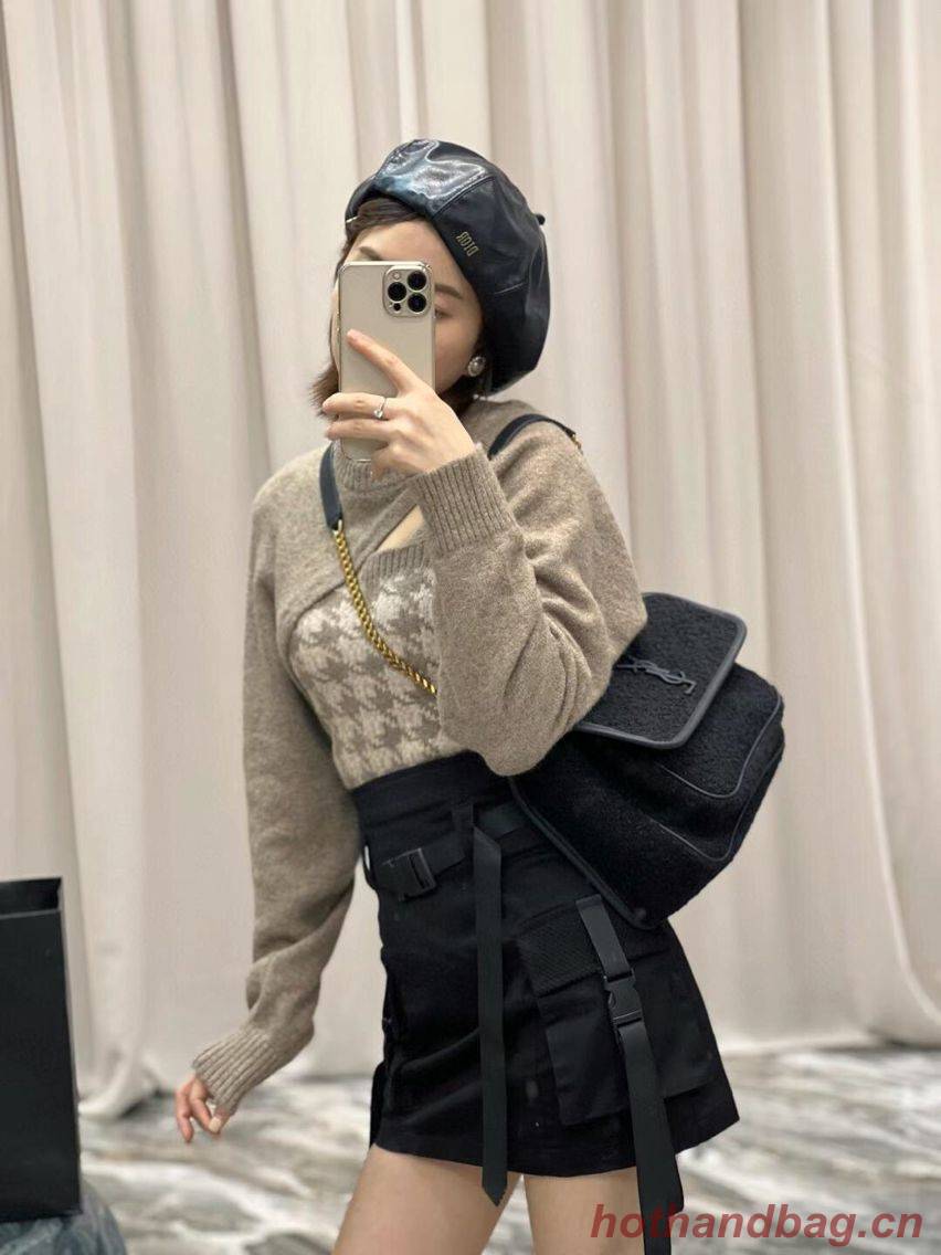 Yves Saint Laurent NIKI MEDIUM IN BOUCLE TWEED AND SMOOTH LEATHER 469013 black Yves Saint Laurent NIKI MEDIUM IN BOUCLE TWEED AND SMOOTH LEATHER 469013 black