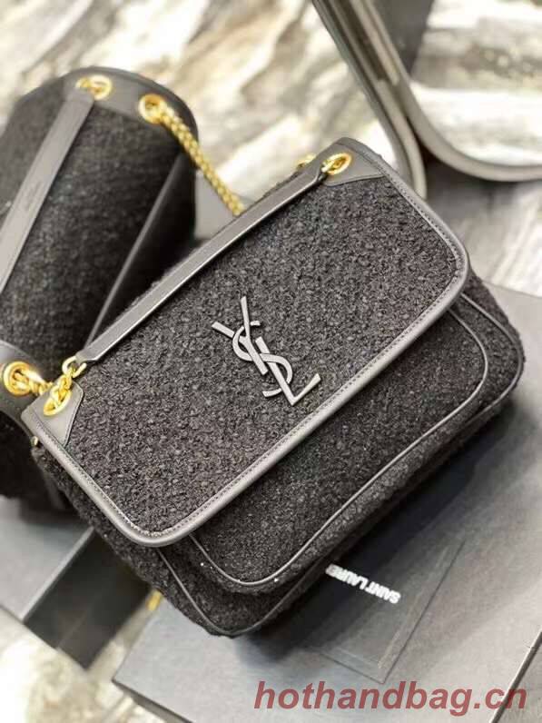 Yves Saint Laurent NIKI MEDIUM IN BOUCLE TWEED AND SMOOTH LEATHER 469013 black Yves Saint Laurent NIKI MEDIUM IN BOUCLE TWEED AND SMOOTH LEATHER 469013 black