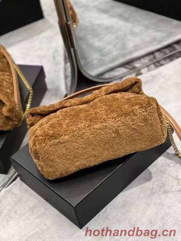 Yves Saint Laurent PUFFER BAG IN MERINO SHEARLING AND LAMBSKIN 179540 NATURAL BROWN Yves Saint Laurent PUFFER BAG IN MERINO SHEARLING AND LAMBSKIN 179540 NATURAL BROWN