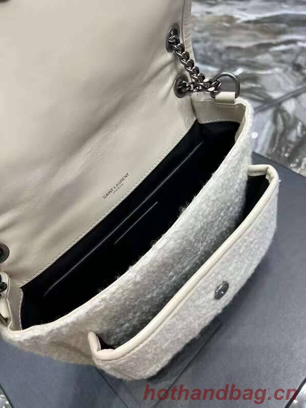 Yves Saint Laurent SMALL NIKI BABY IN BOUCLE TWEED AND SMOOTH LEATHER Y653151 WHITE Yves Saint Laurent SMALL NIKI BABY IN BOUCLE TWEED AND SMOOTH LEATHER Y653151 WHITE