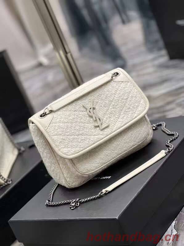 Yves Saint Laurent SMALL NIKI BABY IN BOUCLE TWEED AND SMOOTH LEATHER Y653151 WHITE Yves Saint Laurent SMALL NIKI BABY IN BOUCLE TWEED AND SMOOTH LEATHER Y653151 WHITE
