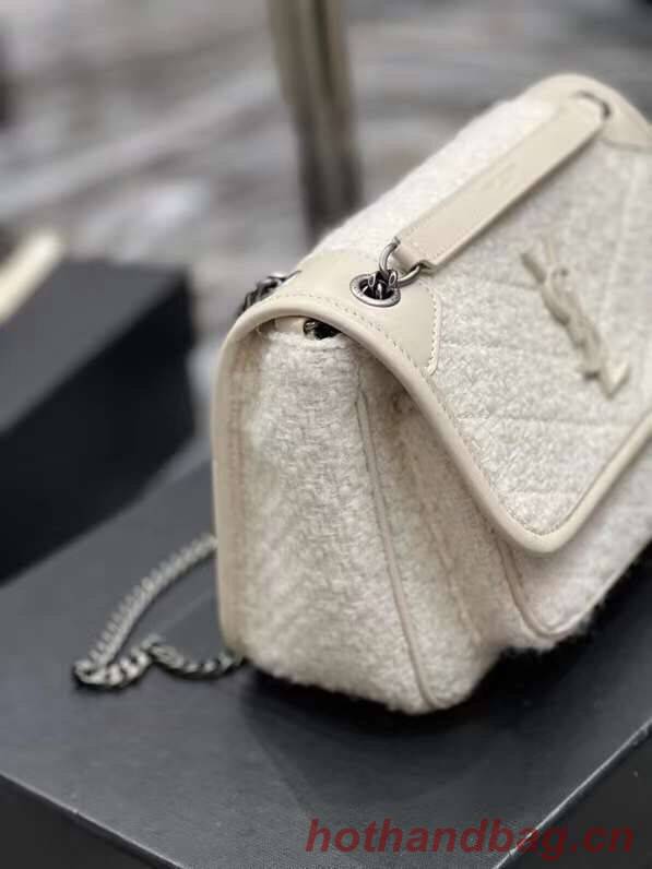 Yves Saint Laurent SMALL NIKI BABY IN BOUCLE TWEED AND SMOOTH LEATHER Y653151 WHITE Yves Saint Laurent SMALL NIKI BABY IN BOUCLE TWEED AND SMOOTH LEATHER Y653151 WHITE