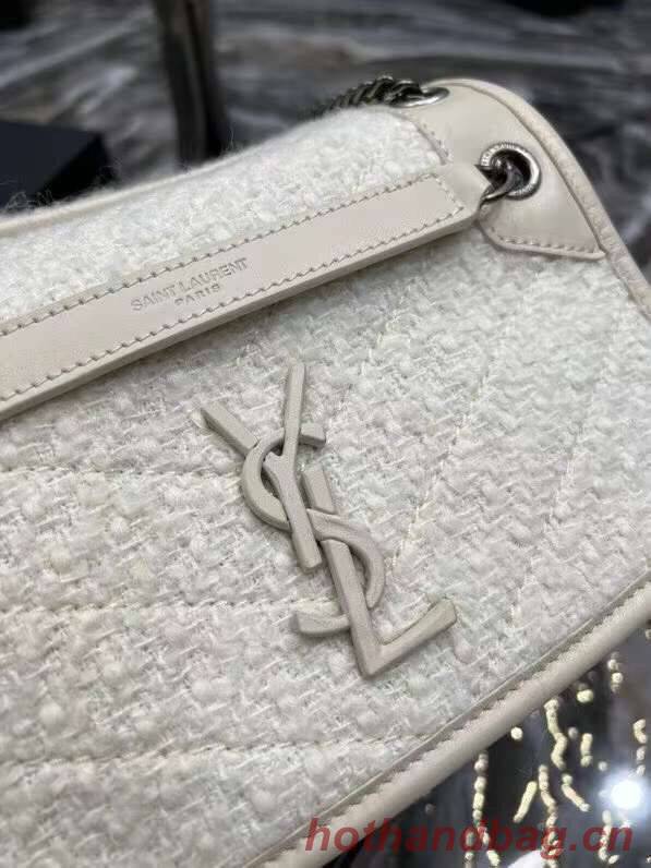 Yves Saint Laurent SMALL NIKI BABY IN BOUCLE TWEED AND SMOOTH LEATHER Y653151 WHITE Yves Saint Laurent SMALL NIKI BABY IN BOUCLE TWEED AND SMOOTH LEATHER Y653151 WHITE
