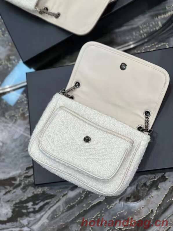 Yves Saint Laurent SMALL NIKI BABY IN BOUCLE TWEED AND SMOOTH LEATHER Y653151 WHITE Yves Saint Laurent SMALL NIKI BABY IN BOUCLE TWEED AND SMOOTH LEATHER Y653151 WHITE