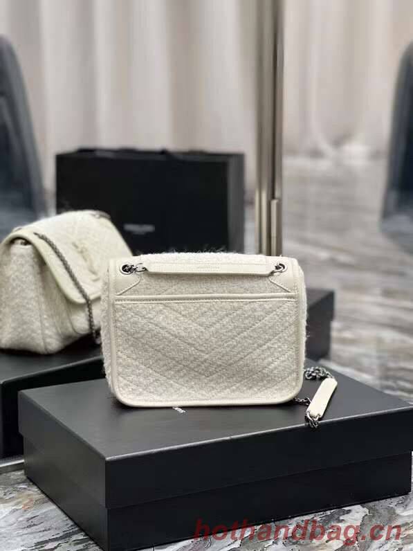 Yves Saint Laurent SMALL NIKI BABY IN BOUCLE TWEED AND SMOOTH LEATHER Y653151 WHITE Yves Saint Laurent SMALL NIKI BABY IN BOUCLE TWEED AND SMOOTH LEATHER Y653151 WHITE