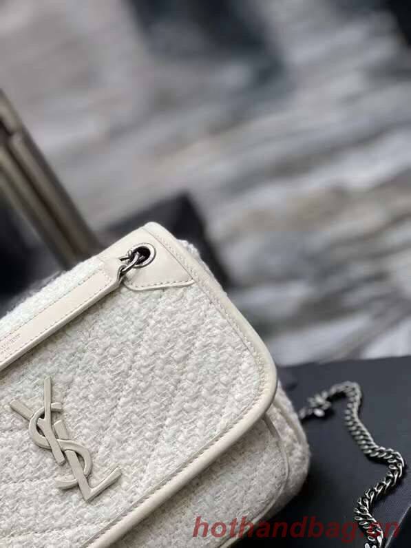 Yves Saint Laurent SMALL NIKI BABY IN BOUCLE TWEED AND SMOOTH LEATHER Y653151 WHITE Yves Saint Laurent SMALL NIKI BABY IN BOUCLE TWEED AND SMOOTH LEATHER Y653151 WHITE