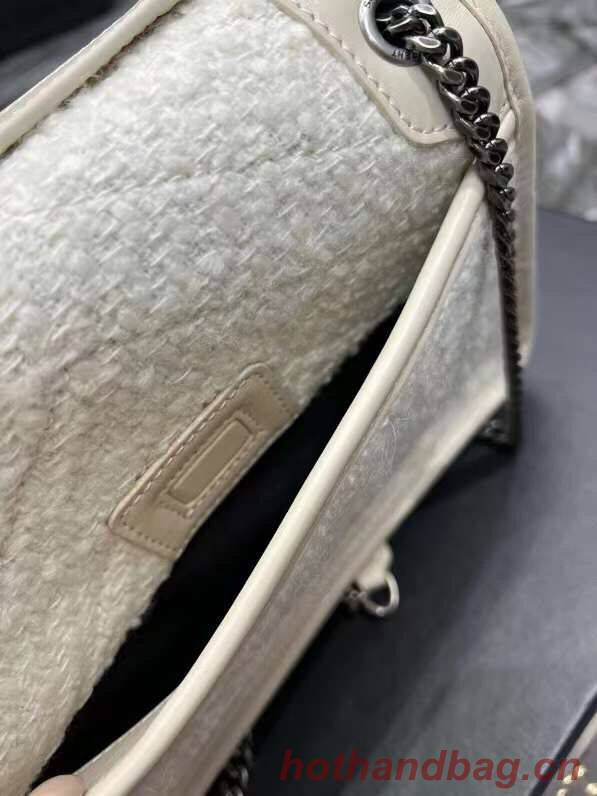 Yves Saint Laurent SMALL NIKI BABY IN BOUCLE TWEED AND SMOOTH LEATHER Y653151 WHITE Yves Saint Laurent SMALL NIKI BABY IN BOUCLE TWEED AND SMOOTH LEATHER Y653151 WHITE