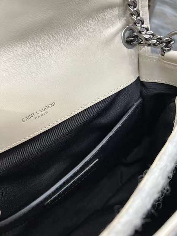 Yves Saint Laurent SMALL NIKI BABY IN BOUCLE TWEED AND SMOOTH LEATHER Y653151 WHITE Yves Saint Laurent SMALL NIKI BABY IN BOUCLE TWEED AND SMOOTH LEATHER Y653151 WHITE