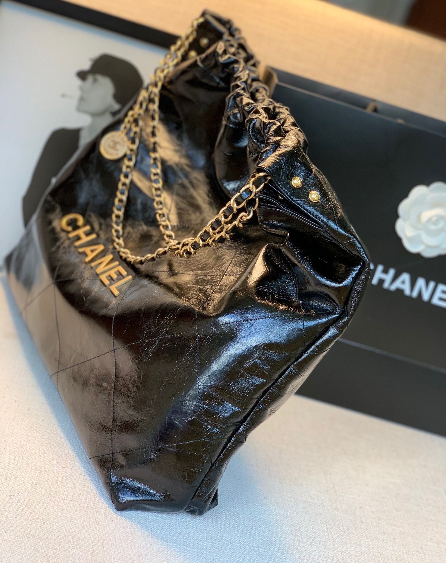 Chanel Original Oil Wax Leather Calfskin Cable Shopping Bag A67088 Black Chanel Original Oil Wax Leather Calfskin Cable Shopping Bag A67088 Black