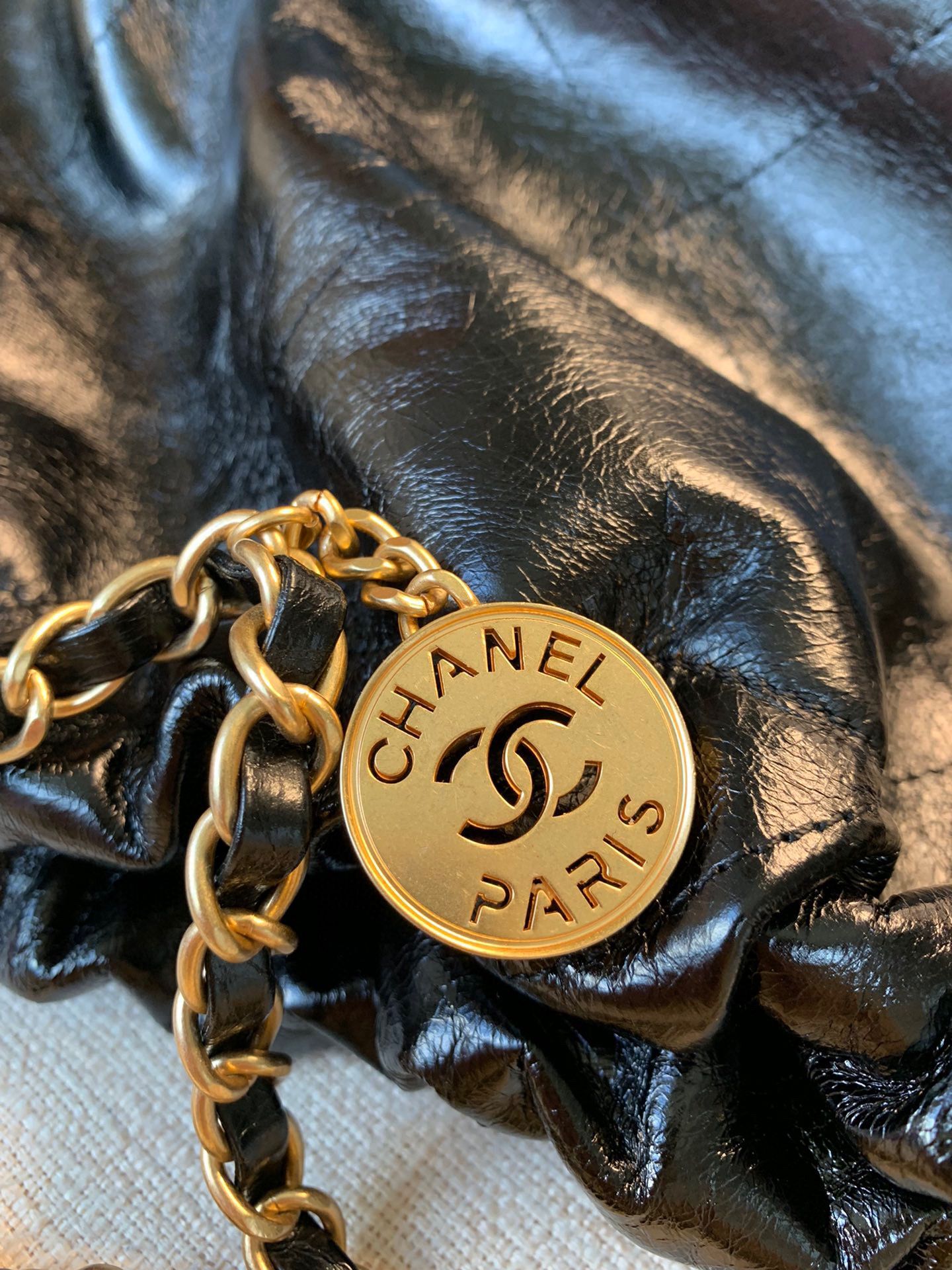 Chanel Original Oil Wax Leather Calfskin Cable Shopping Bag A67088 Black Chanel Original Oil Wax Leather Calfskin Cable Shopping Bag A67088 Black