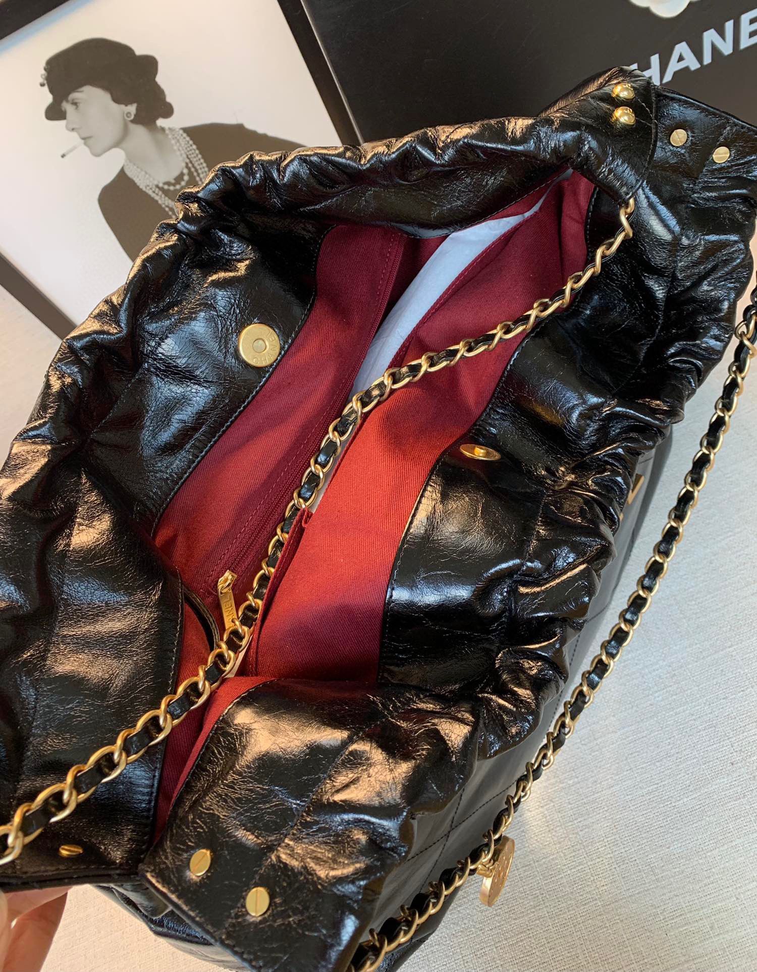 Chanel Original Oil Wax Leather Calfskin Cable Shopping Bag A67088 Black Chanel Original Oil Wax Leather Calfskin Cable Shopping Bag A67088 Black