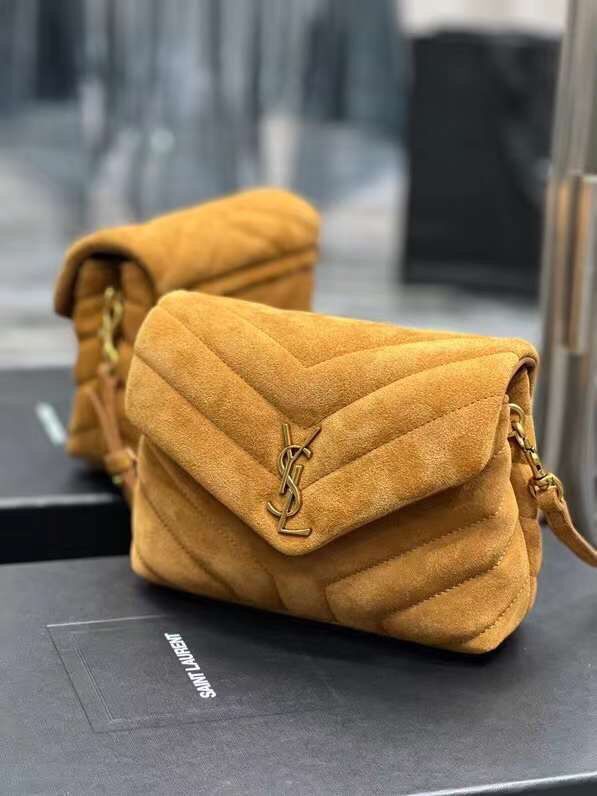Yves Saint Laurent LOULOU SMALL BAG IN Y-QUILTED SUEDE 77761 CINNAMON Yves Saint Laurent LOULOU SMALL BAG IN Y-QUILTED SUEDE 77761 CINNAMON