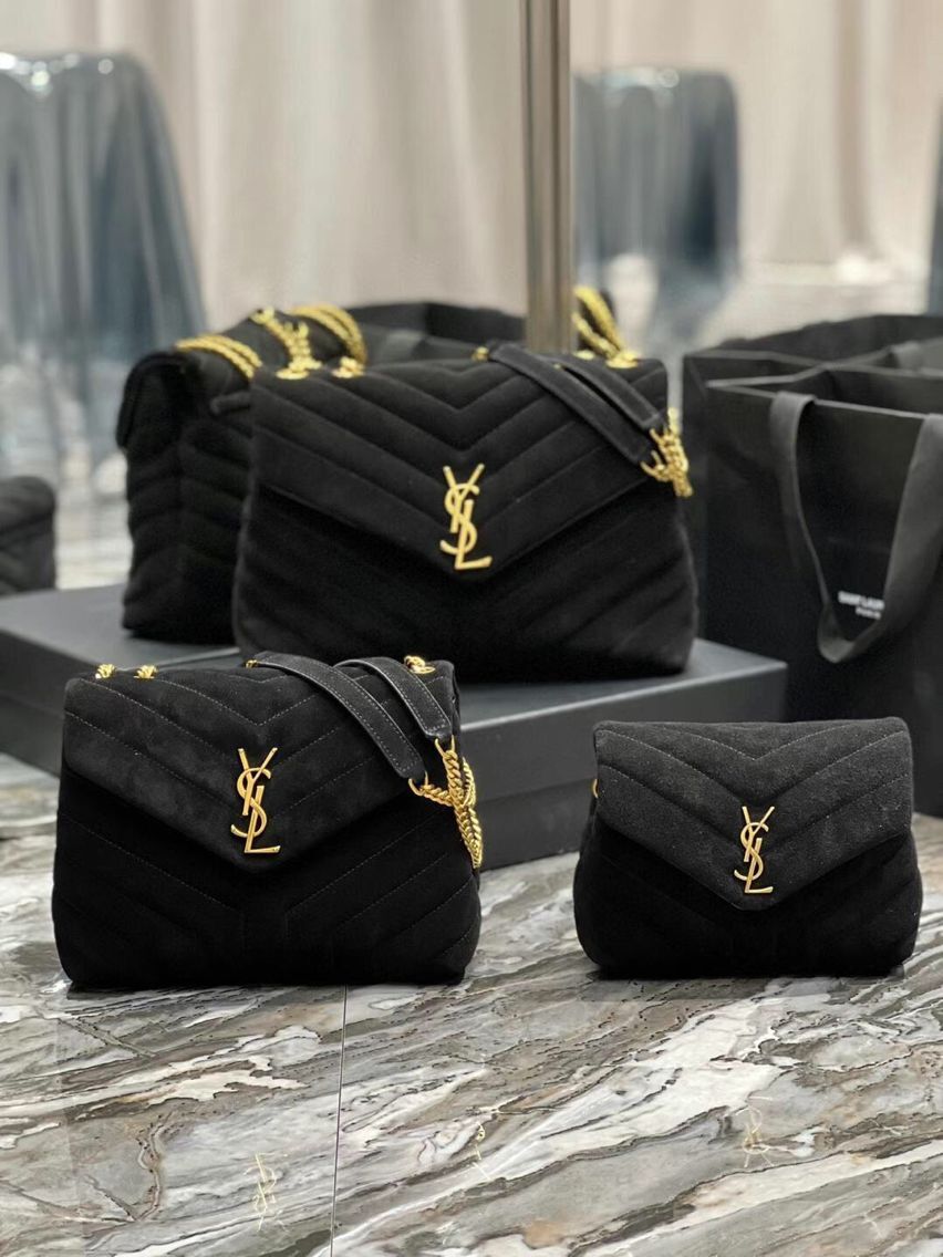 Yves Saint Laurent LOULOU SMALL BAG IN Y-QUILTED SUEDE 77761 black Yves Saint Laurent LOULOU SMALL BAG IN Y-QUILTED SUEDE 77761 black