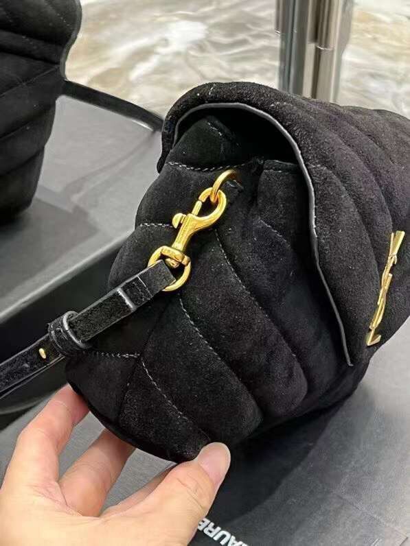 Yves Saint Laurent LOULOU SMALL BAG IN Y-QUILTED SUEDE 77761 black Yves Saint Laurent LOULOU SMALL BAG IN Y-QUILTED SUEDE 77761 black