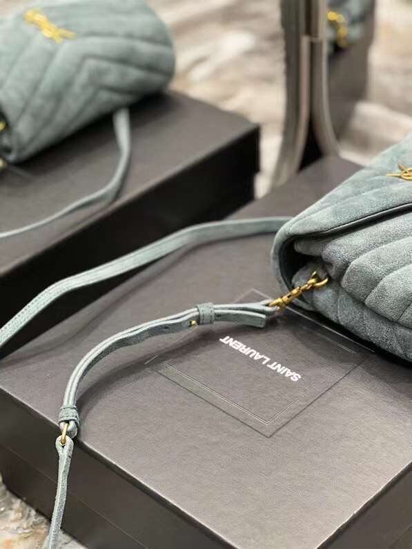 Yves Saint Laurent LOULOU SMALL BAG IN Y-QUILTED SUEDE 77761 blue Yves Saint Laurent LOULOU SMALL BAG IN Y-QUILTED SUEDE 77761 blue