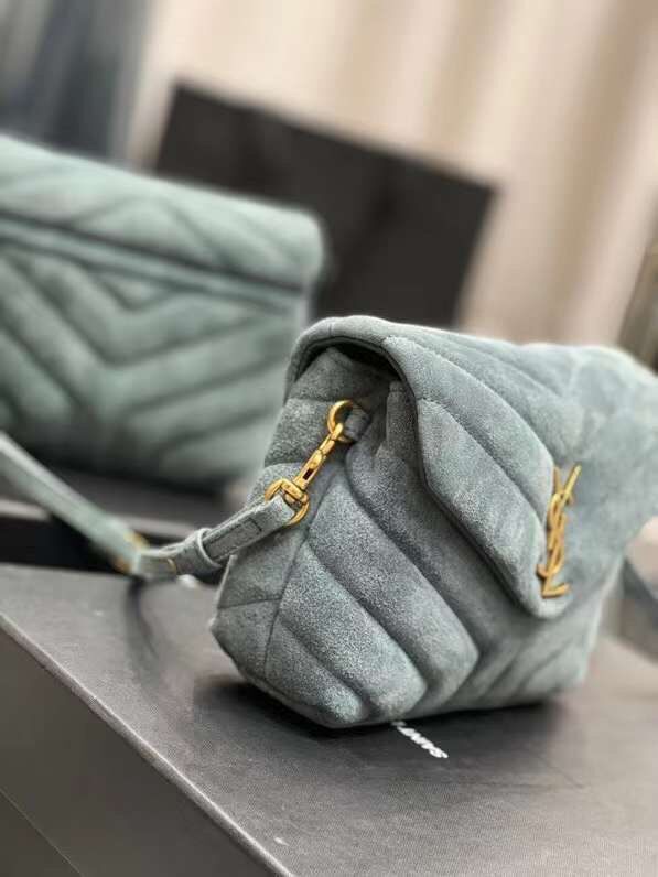 Yves Saint Laurent LOULOU SMALL BAG IN Y-QUILTED SUEDE 77761 blue Yves Saint Laurent LOULOU SMALL BAG IN Y-QUILTED SUEDE 77761 blue