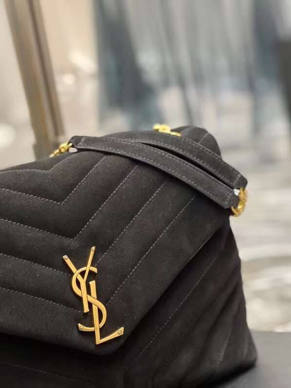 Yves Saint Laurent LOULOU large BAG IN Y-QUILTED SUEDE Y787216 black Yves Saint Laurent LOULOU large BAG IN Y-QUILTED SUEDE Y787216 black