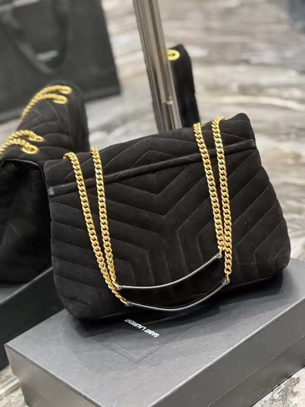 Yves Saint Laurent LOULOU large BAG IN Y-QUILTED SUEDE Y787216 black Yves Saint Laurent LOULOU large BAG IN Y-QUILTED SUEDE Y787216 black