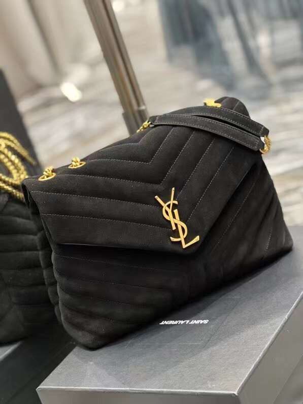 Yves Saint Laurent LOULOU large BAG IN Y-QUILTED SUEDE Y787216 black Yves Saint Laurent LOULOU large BAG IN Y-QUILTED SUEDE Y787216 black