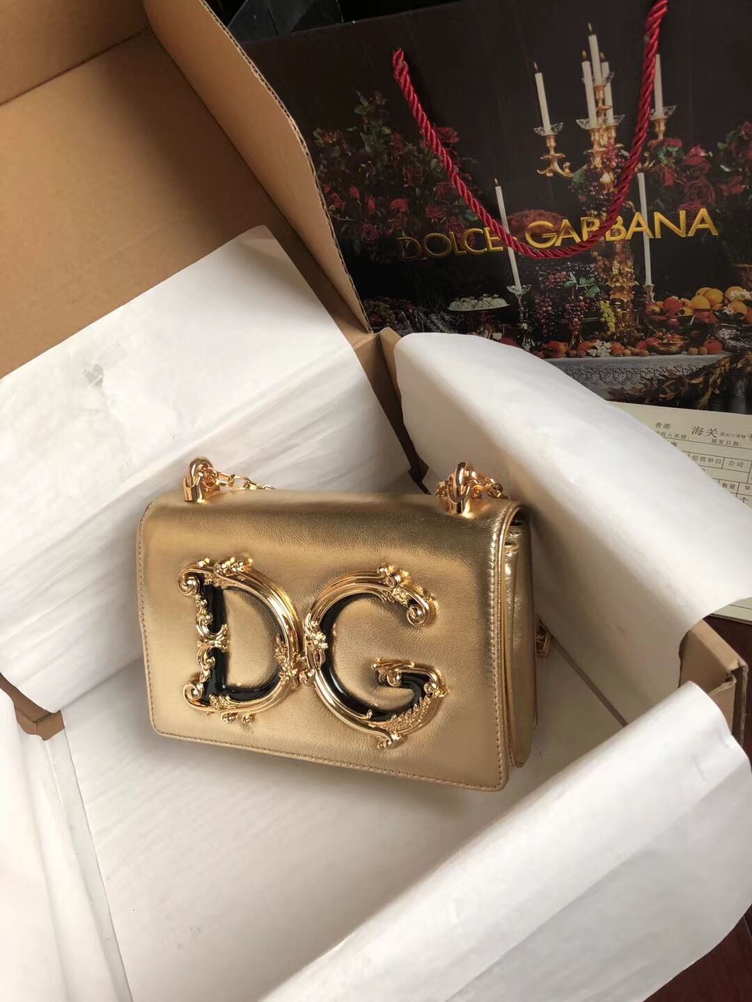 Dolce & Gabbana Origianl Leather Shoulder Bag 4006 gold Dolce & Gabbana Origianl Leather Shoulder Bag 4006 gold