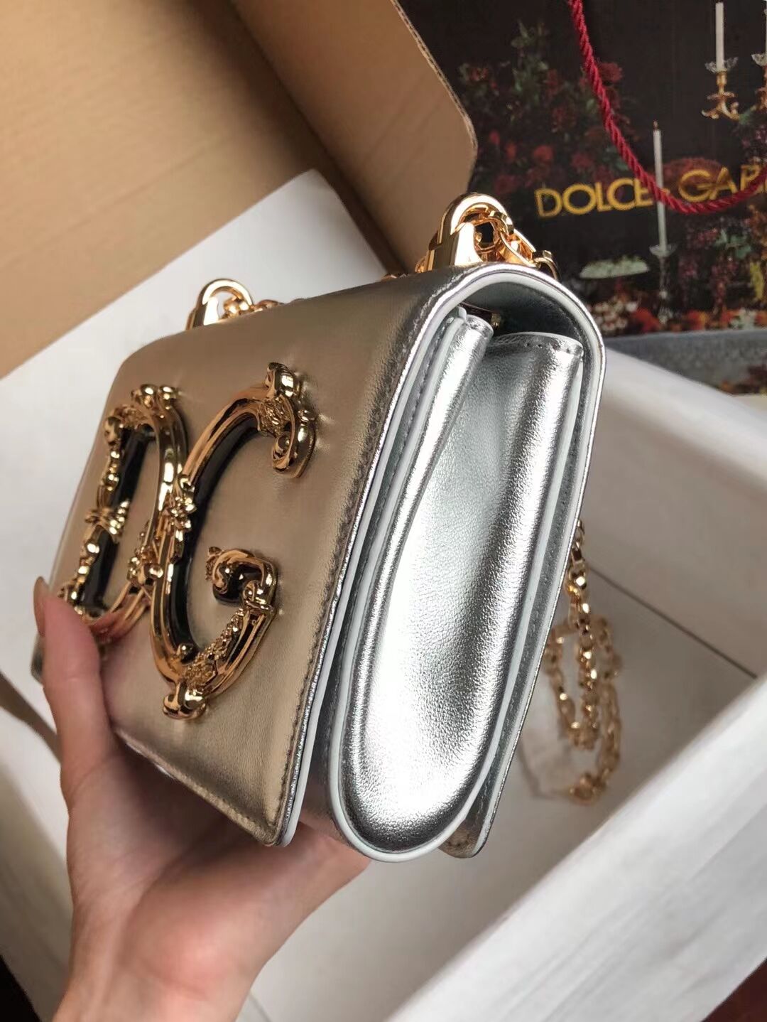 Dolce & Gabbana Origianl Leather Shoulder Bag 4006 silver Dolce & Gabbana Origianl Leather Shoulder Bag 4006 silver