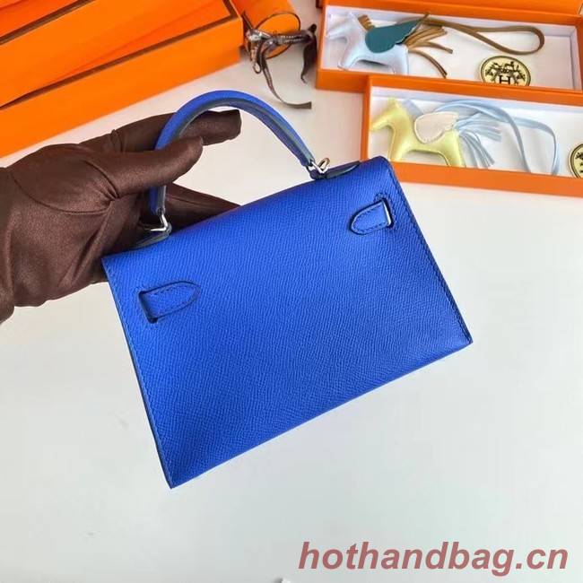 Hermes Kelly 19cm Shoulder Bags Epsom Leather KL19 Silver hardware Electro optic blue