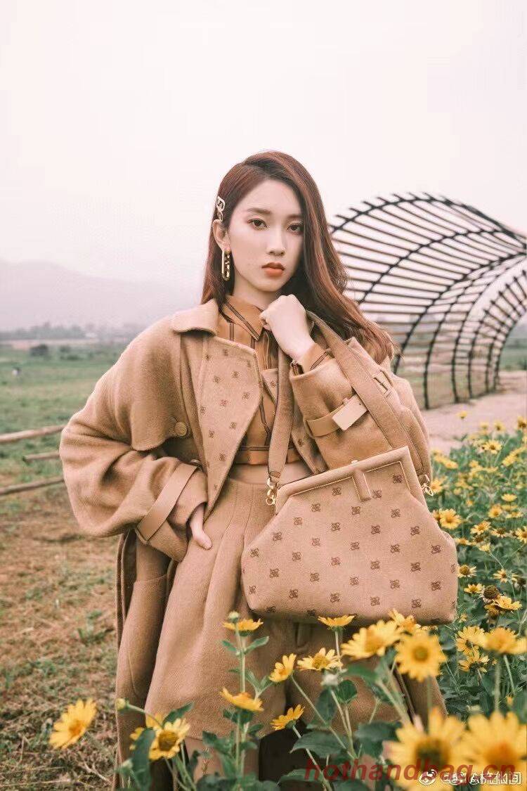 FENDI FIRST MEDIUM flannel bag with embroidery 8BP127A Beige FENDI FIRST MEDIUM flannel bag with embroidery 8BP127A Beige