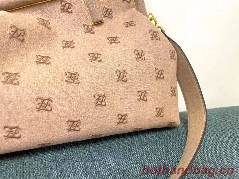 FENDI FIRST MEDIUM flannel bag with embroidery 8BP127A Beige FENDI FIRST MEDIUM flannel bag with embroidery 8BP127A Beige