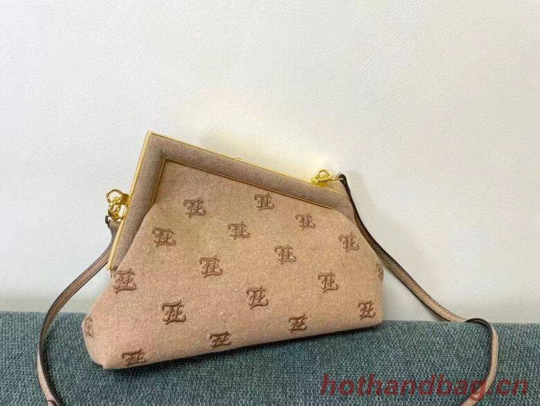 FENDI FIRST SMALL flannel bag with embroidery 8BP129A Beige FENDI FIRST SMALL flannel bag with embroidery 8BP129A Beige