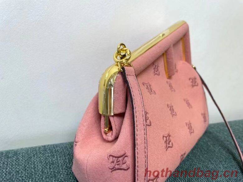 FENDI FIRST SMALL flannel bag with embroidery 8BP129A PINK FENDI FIRST SMALL flannel bag with embroidery 8BP129A PINK