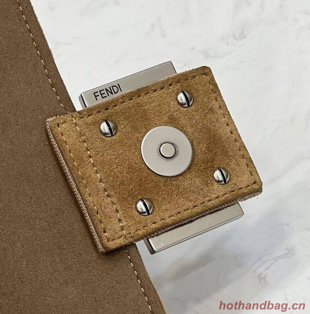 FENDI MIDI BAGUETTE CHAIN FF fabric bag 8BR793 Beige FENDI MIDI BAGUETTE CHAIN FF fabric bag 8BR793 Beige